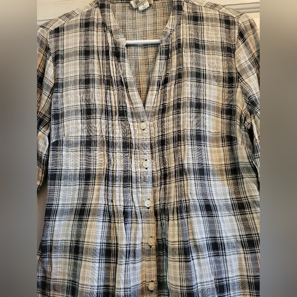 Converse One Star⭐ Women's Button Up Flannel Long Sleeve Top - Picture 3 of 6